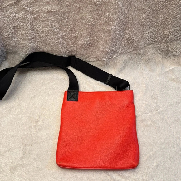 Furla Pebbled Leather Crossbody Bag - Red Orange & Black Unisex - Picture 4 of 16